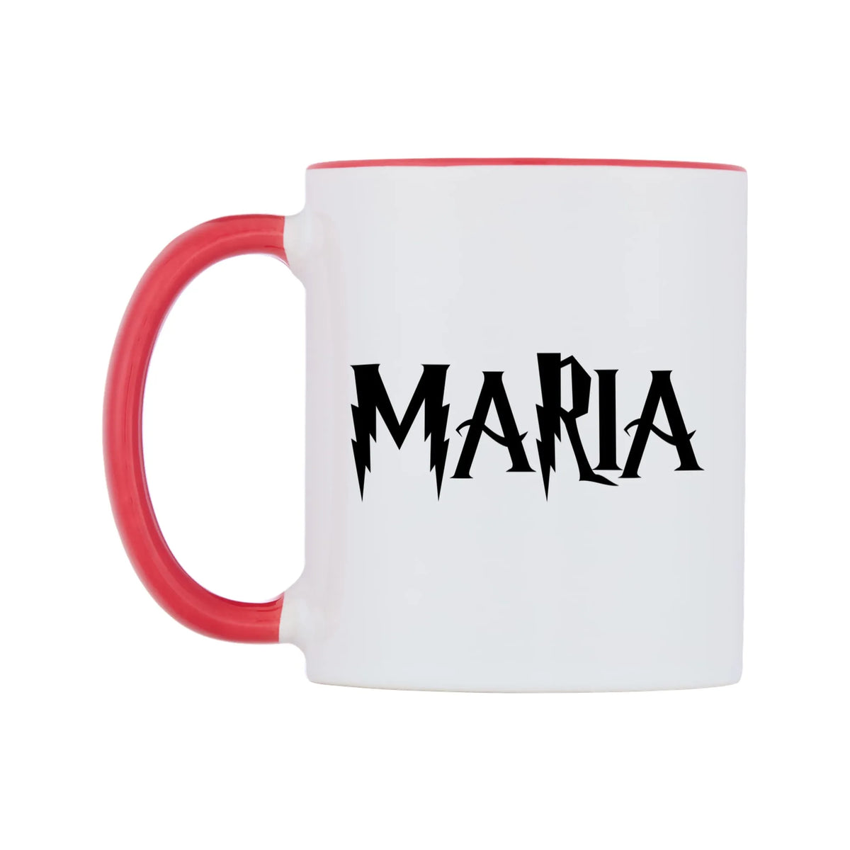 Maria - Wizard Themed Mug — white 11oz gloss mug with a red inside and handle, right side, on a white background