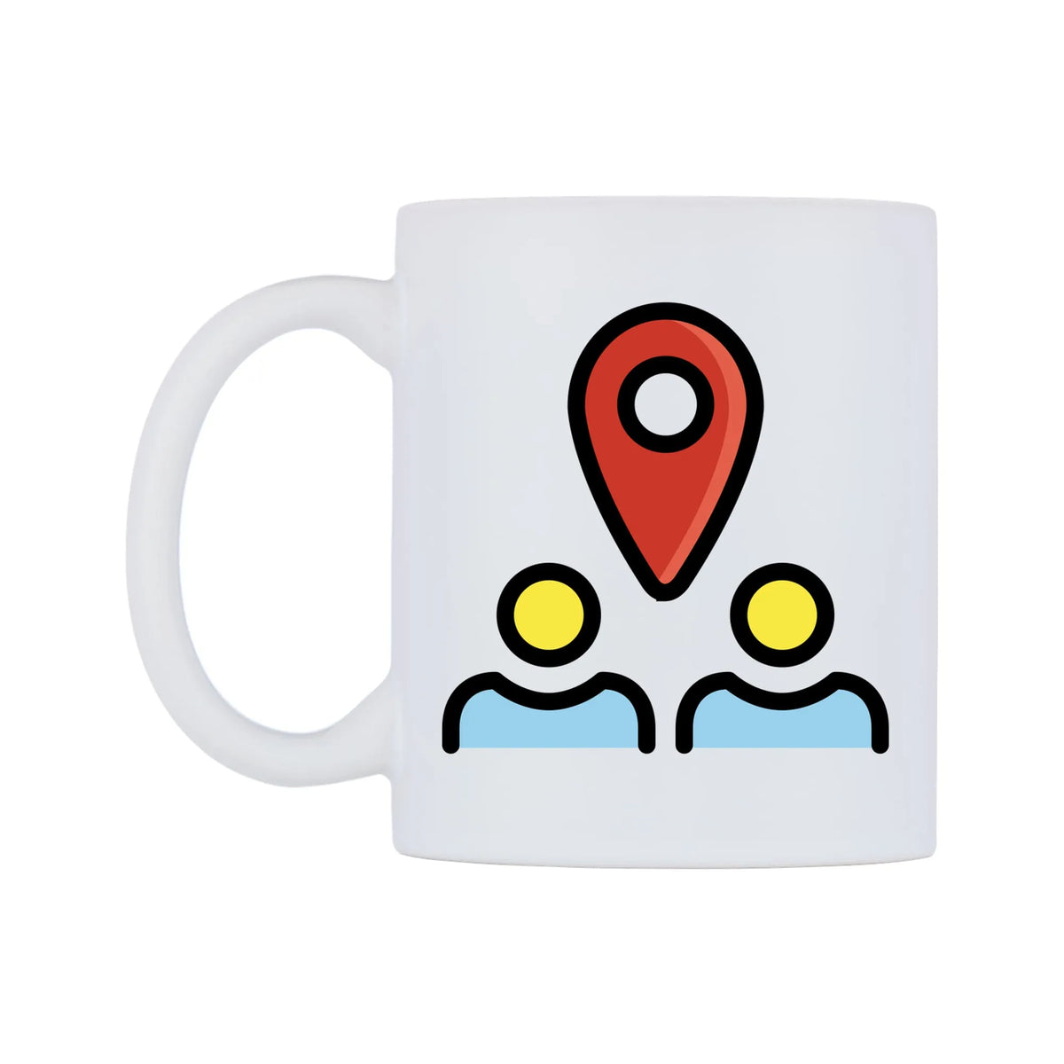 Assembly Point Emoji Mug — mug, right side, on a white background