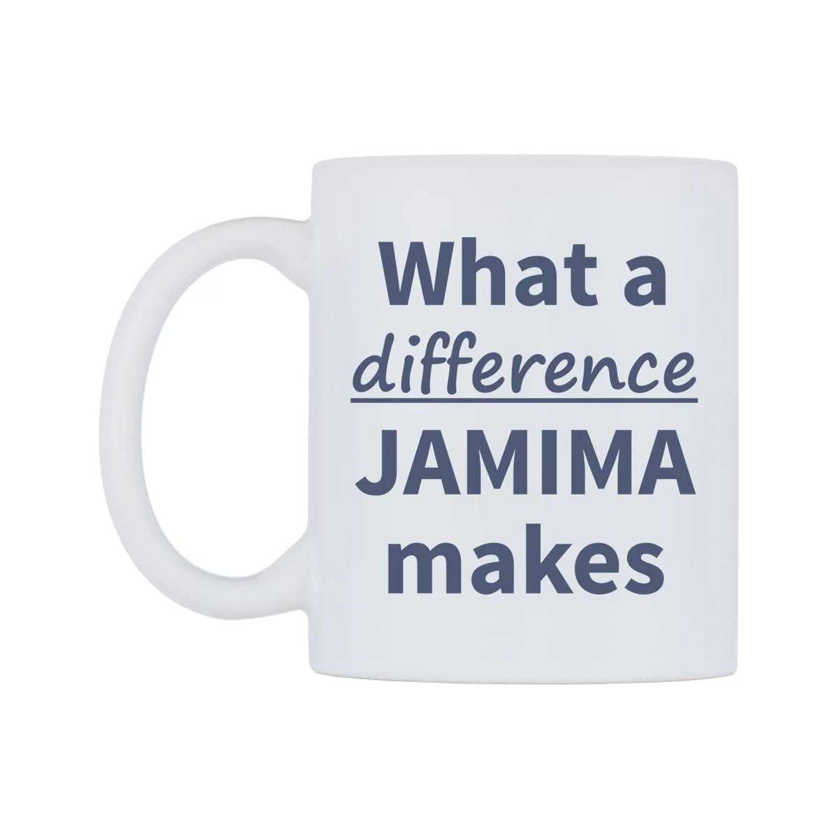 What a difference JAMIMA makes Mug — mug, right side, on a white background