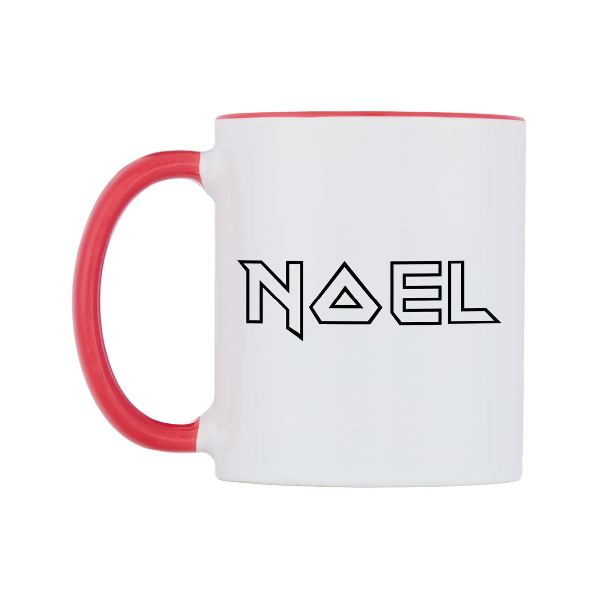 Noel - Iron Maiden Themed Mug — white 11oz gloss mug with a red inside and handle, right side, on a white background