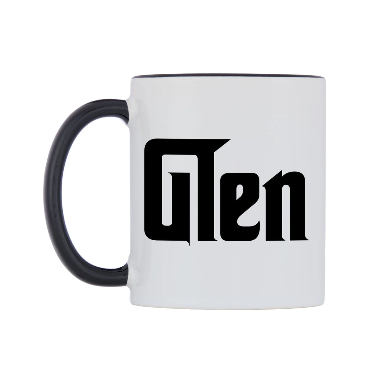 Glen - Godfather Themed Mug — white 11oz gloss mug with a black inside and handle, right side, on a white background