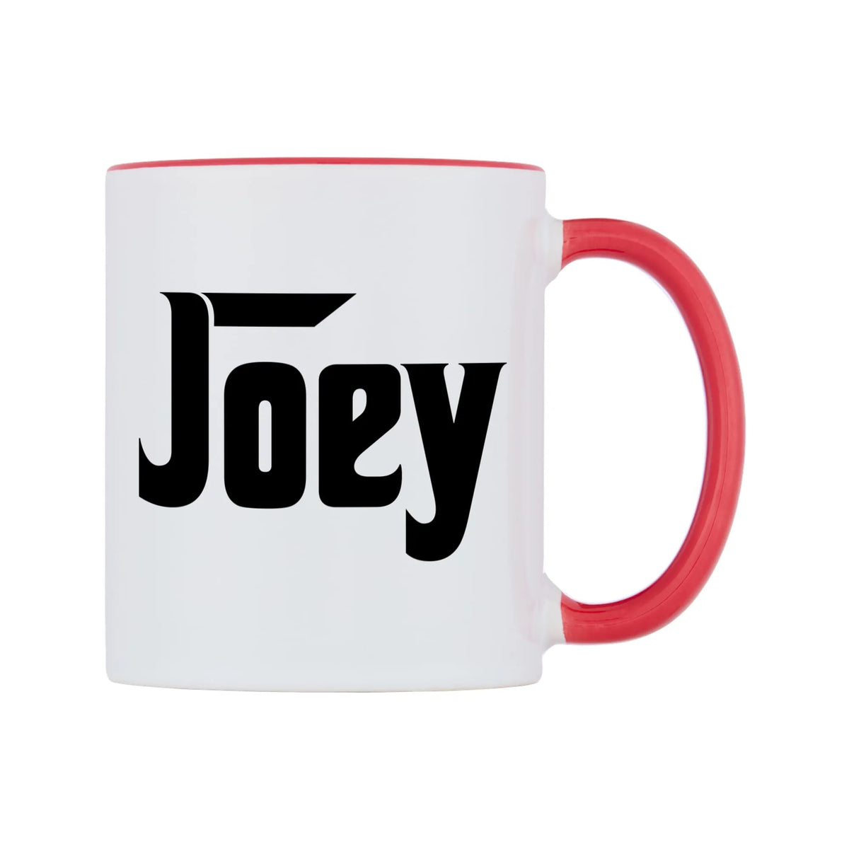 Joey - Godfather Themed Mug — white 11oz gloss mug with a red inside and handle, left side, on a white background