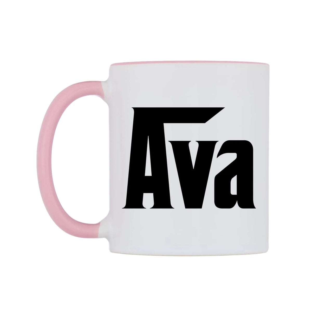 Ava - Godfather Themed Mug — white 11oz gloss mug with a pink inside and handle, right side, on a white background