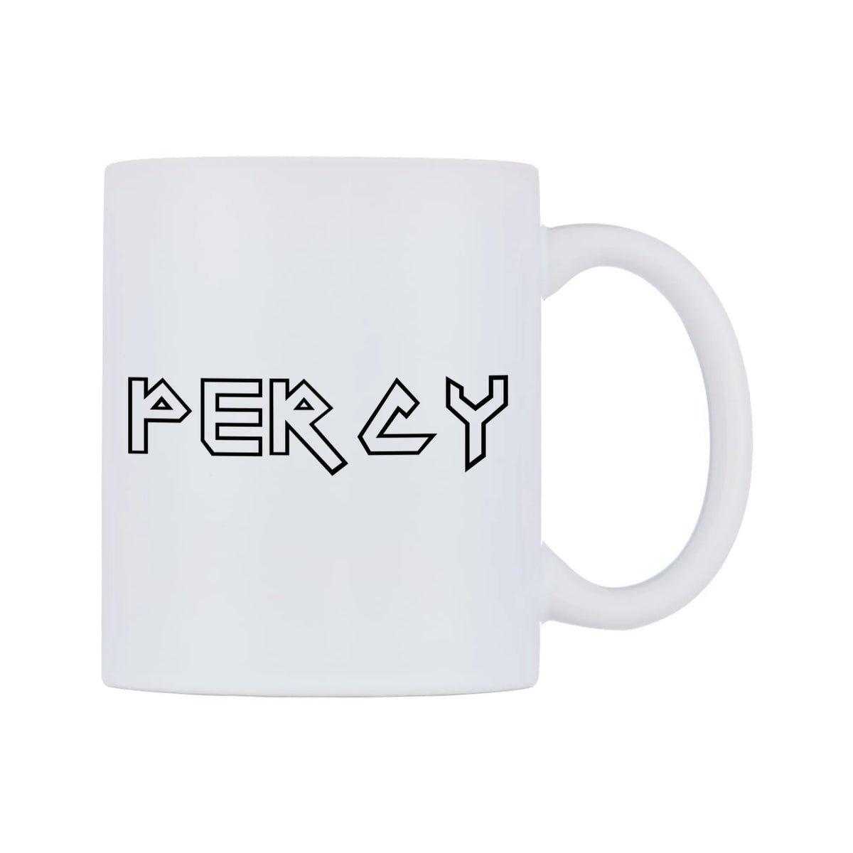 Percy - Iron Maiden Themed Mug — white 11oz gloss mug, left side, on a white background