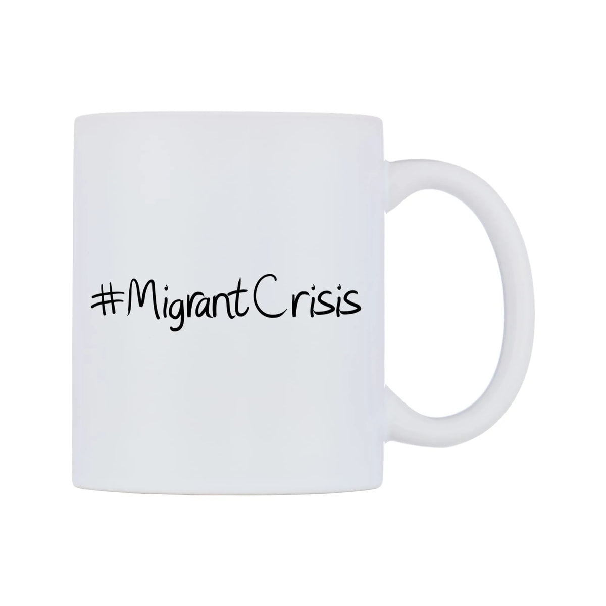 MigrantCrisis Mug — mug, left side, on a white background