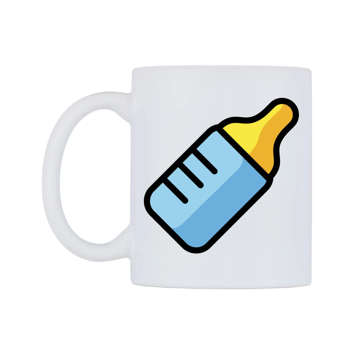 Baby Bottle Emoji Mug — mug, right side, on a white background