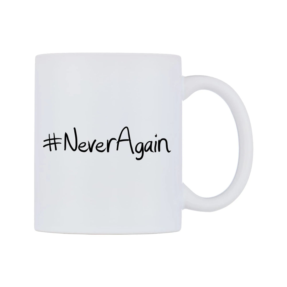 NeverAgain Mug — mug, left side, on a white background
