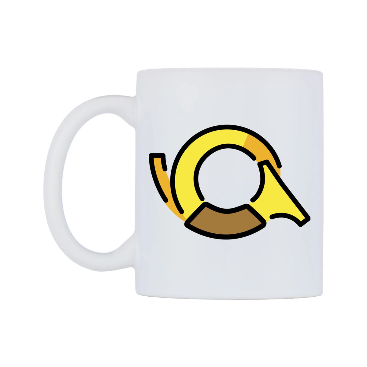 Postal Horn Emoji Mug — mug, right side, on a white background