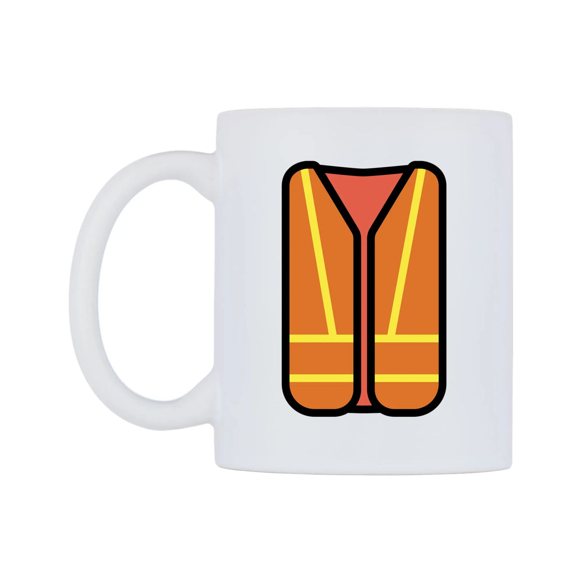 Safety Vest Emoji Mug — mug, right side, on a white background