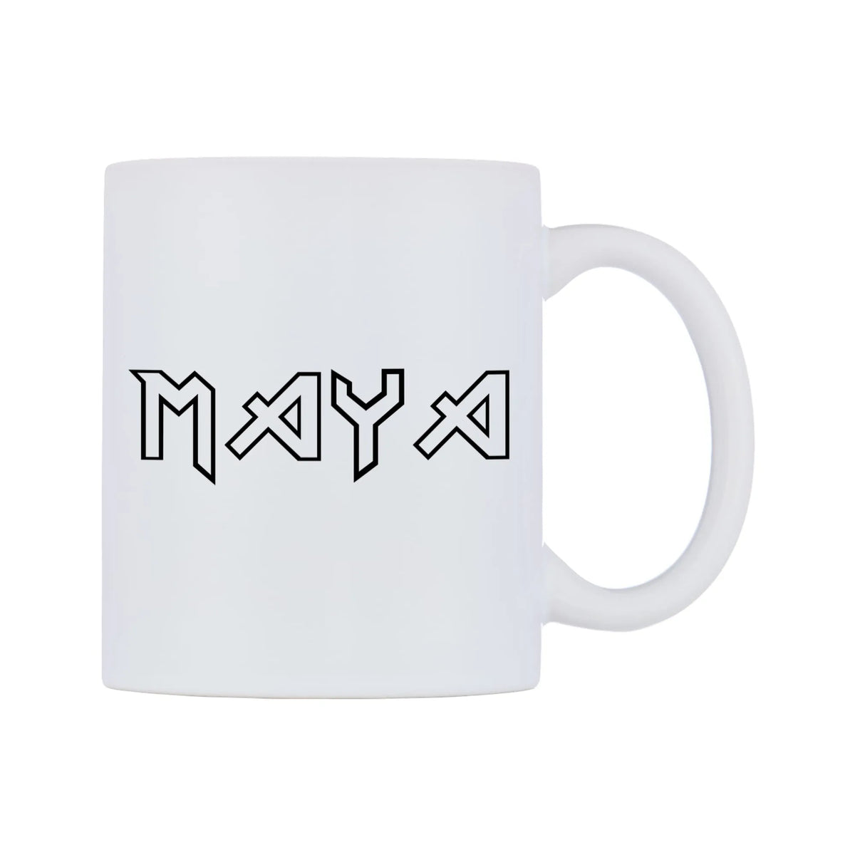Maya - Iron Maiden Themed Mug — white 11oz gloss mug, left side, on a white background