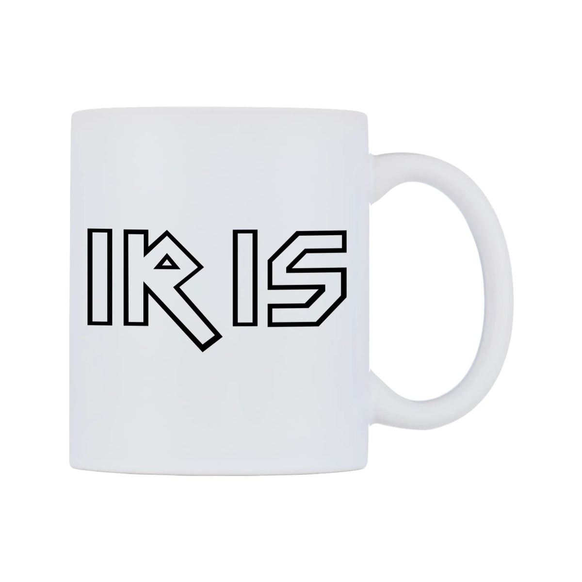 Iris - Iron Maiden Themed Mug — white 11oz gloss mug, left side, on a white background