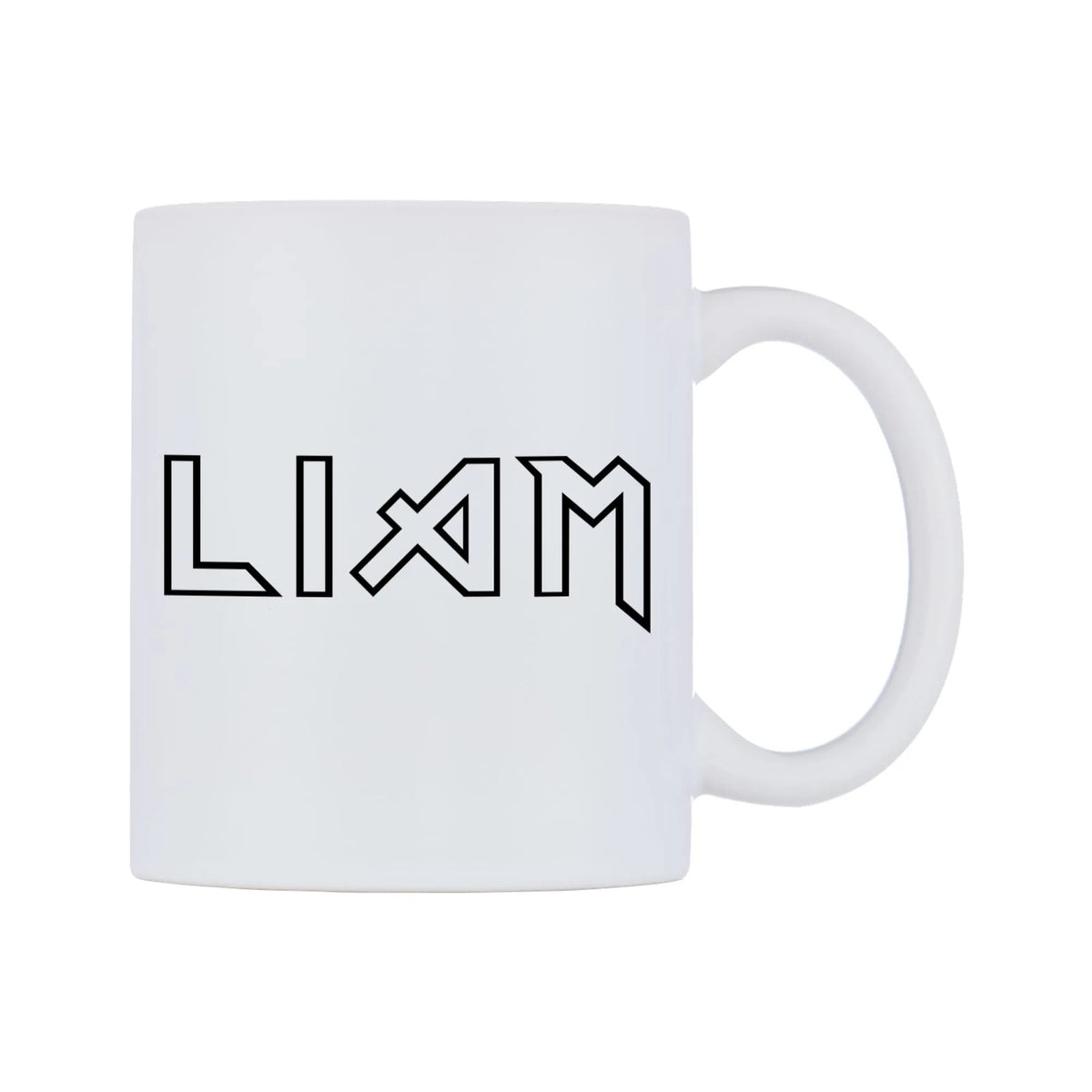 Liam - Iron Maiden Themed Mug — white 11oz gloss mug, left side, on a white background