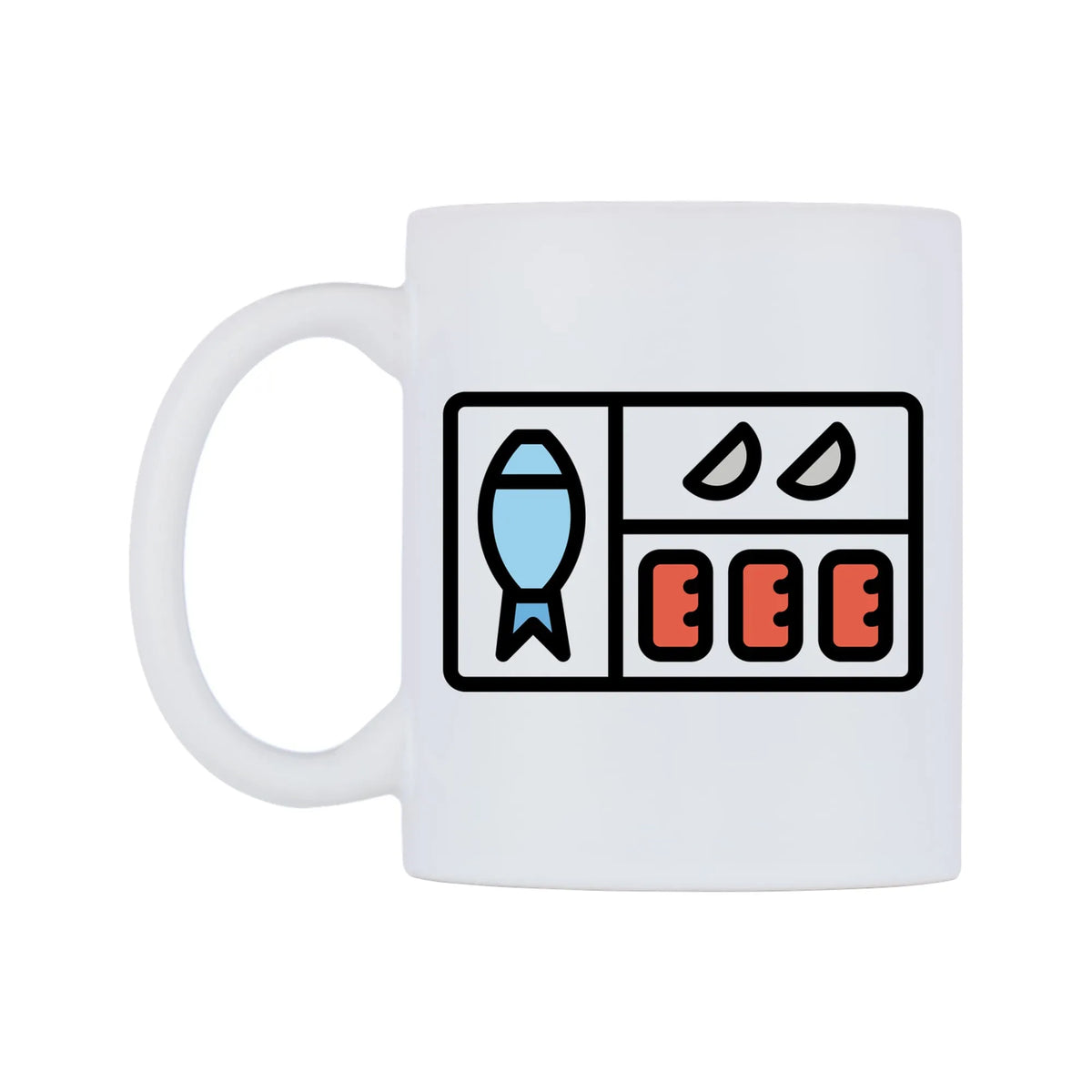 Bento Box Emoji Mug — mug, right side, on a white background