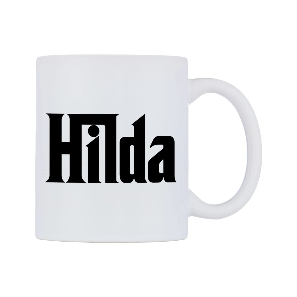 Hilda - Godfather Themed Mug — white 11oz gloss mug, left side, on a white background