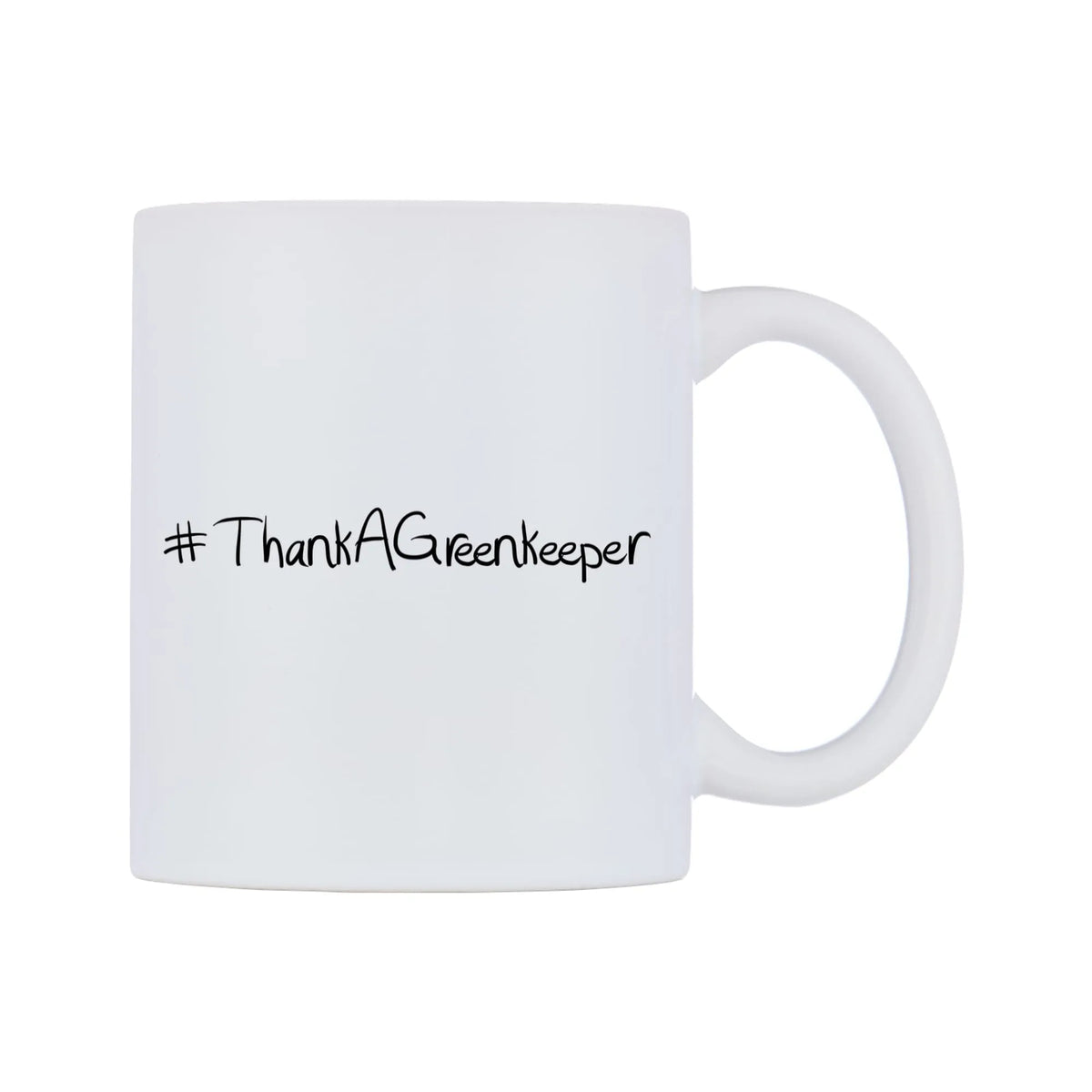 ThankAGreenkeeper Mug — mug, left side, on a white background