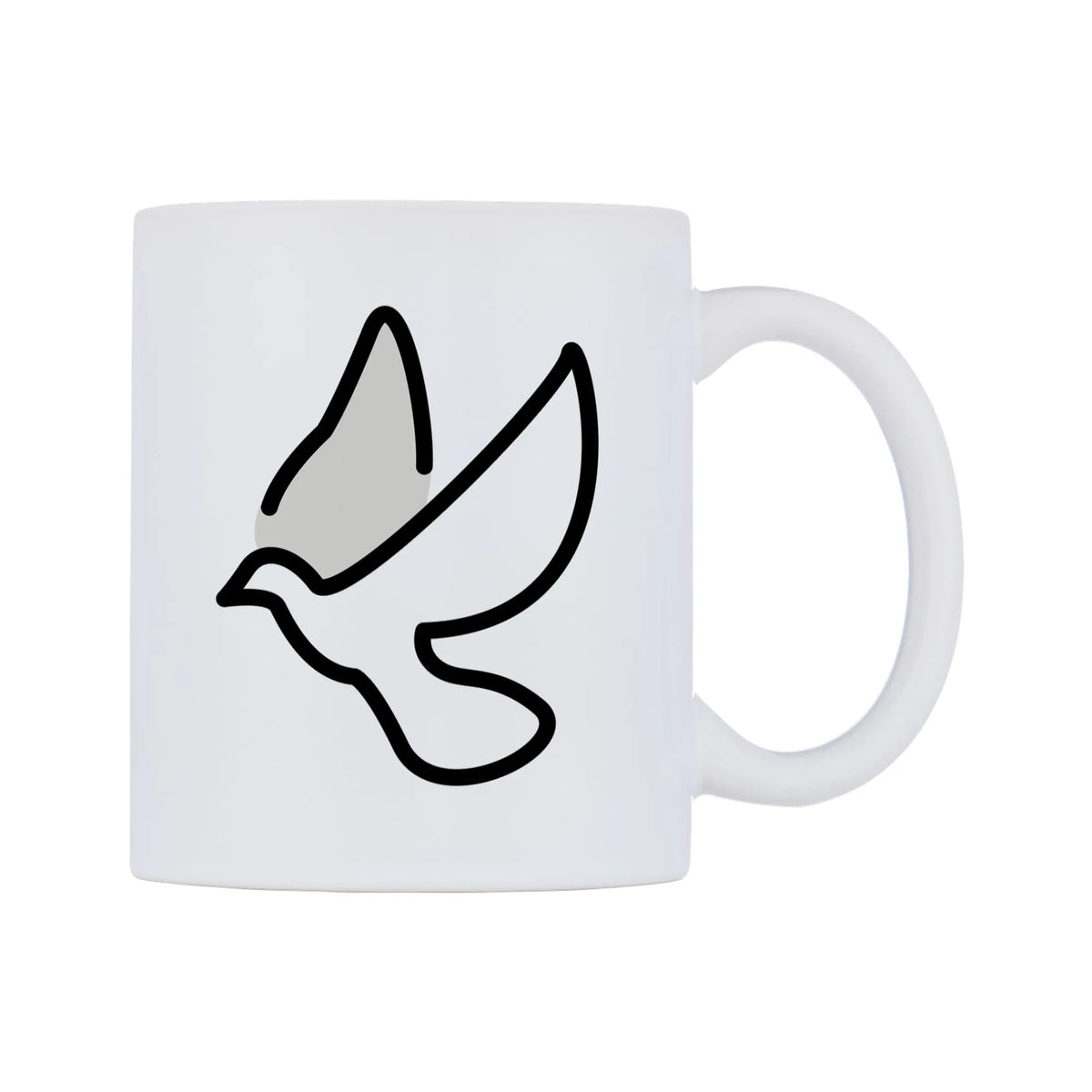 Dove Emoji Mug — mug, left side, on a white background