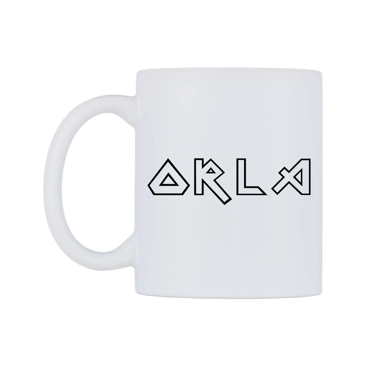Orla - Iron Maiden Themed Mug — white 11oz gloss mug, right side, on a white background