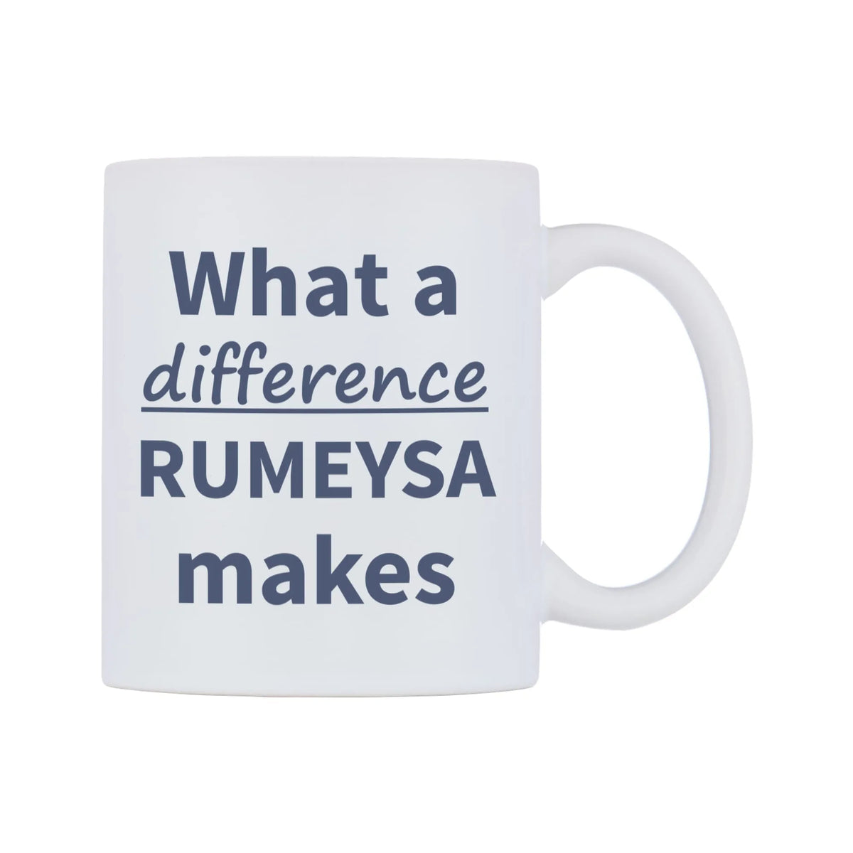 What a difference RUMEYSA makes Mug — mug, left side, on a white background