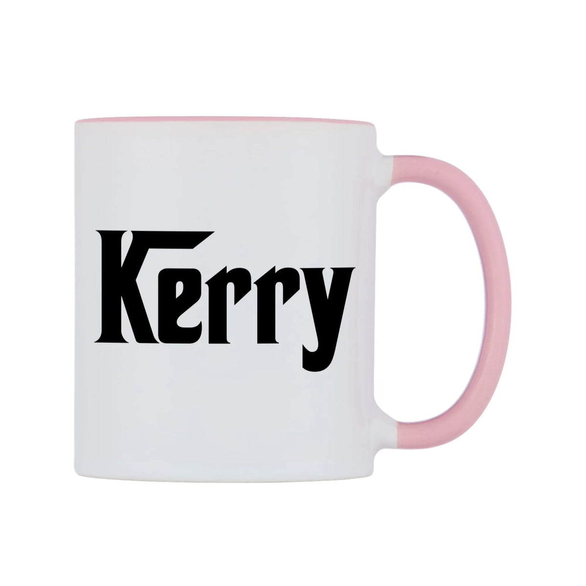Kerry - Godfather Themed Mug — white 11oz gloss mug with a pink inside and handle, left side, on a white background
