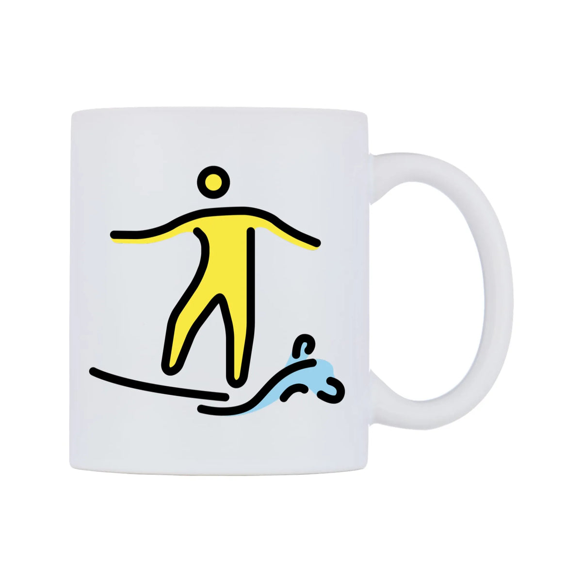 Person Surfing Emoji Mug — mug, left side, on a white background