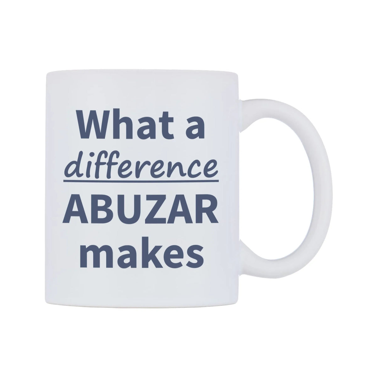 What a difference ABUZAR makes Mug — mug, left side, on a white background