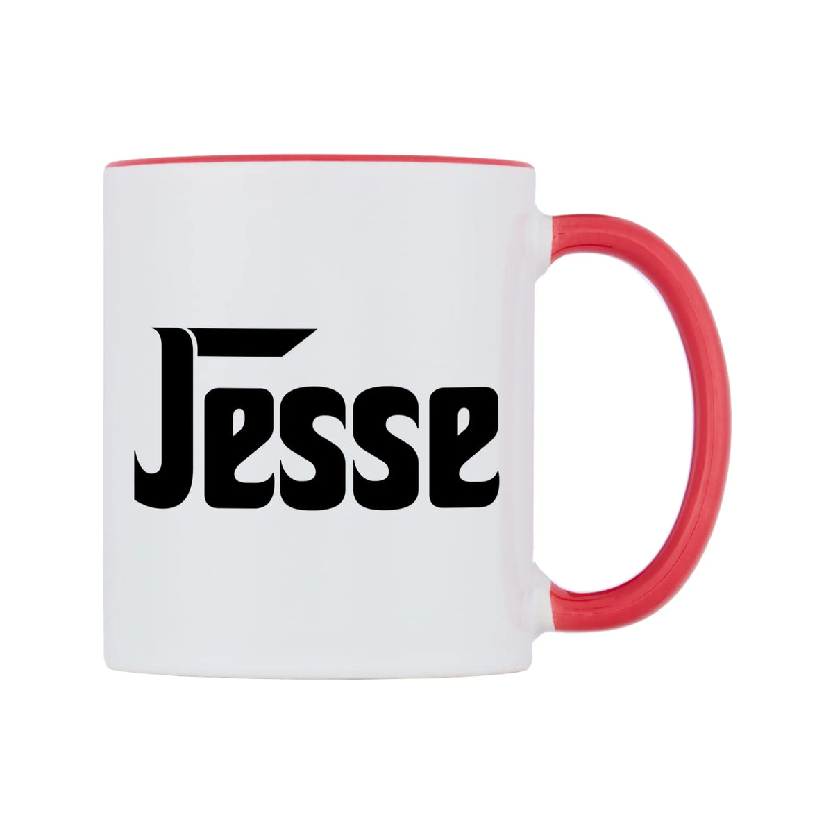Jesse - Godfather Themed Mug — white 11oz gloss mug with a red inside and handle, left side, on a white background