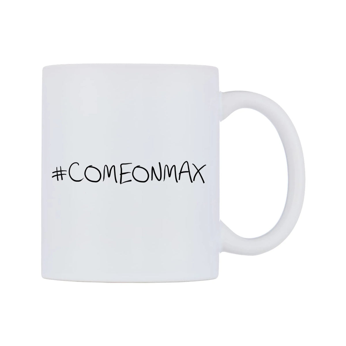 COMEONMAX Mug — mug, left side, on a white background