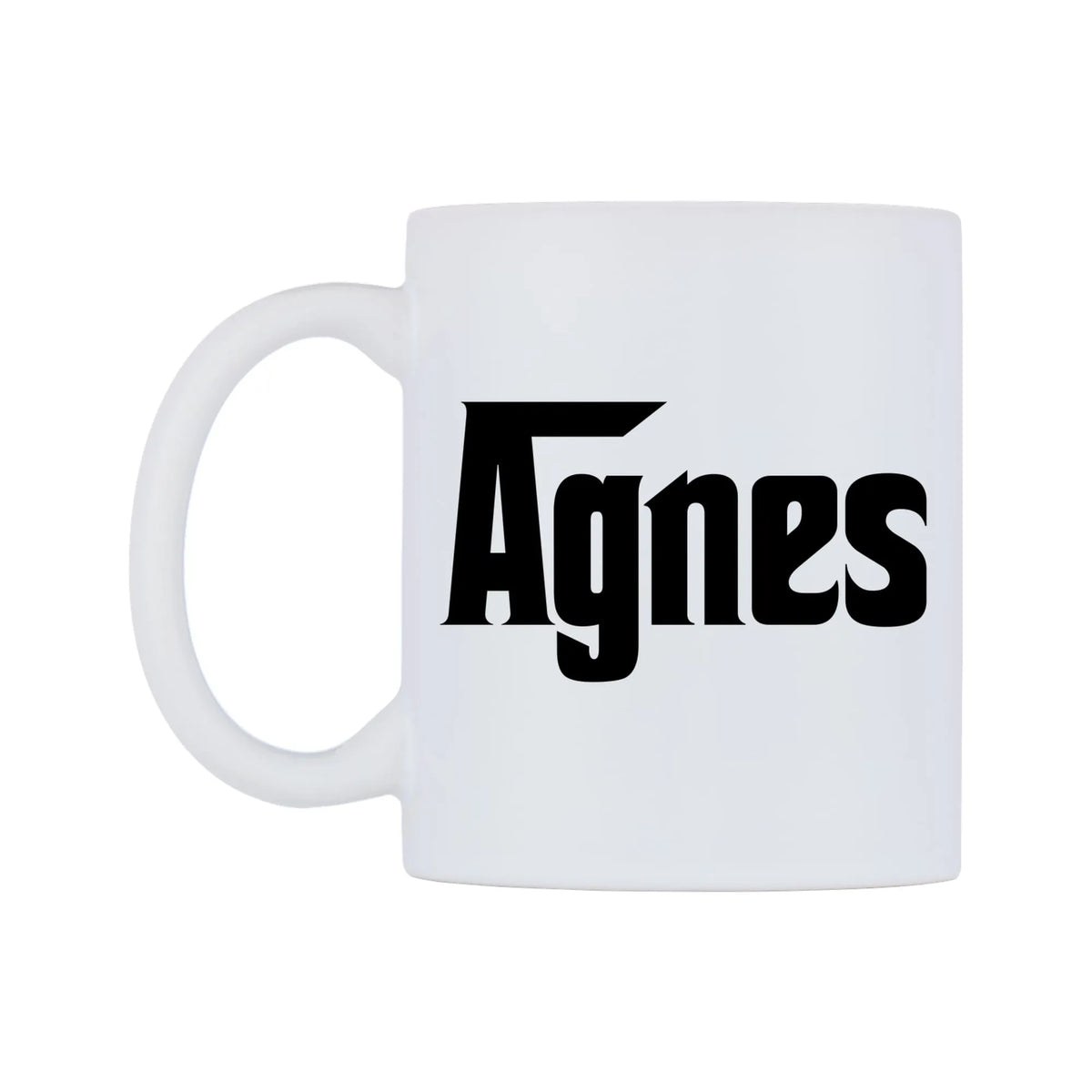 Agnes - Godfather Themed Mug — white 11oz gloss mug, right side, on a white background