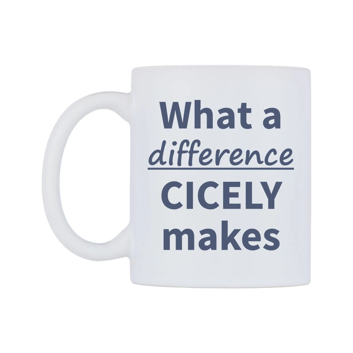 What a difference CICELY makes Mug — mug, right side, on a white background