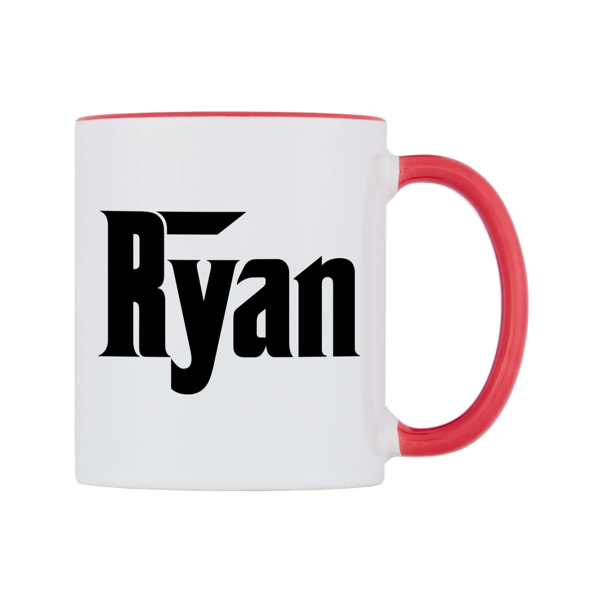 Ryan - Godfather Themed Mug — white 11oz gloss mug with a red inside and handle, left side, on a white background