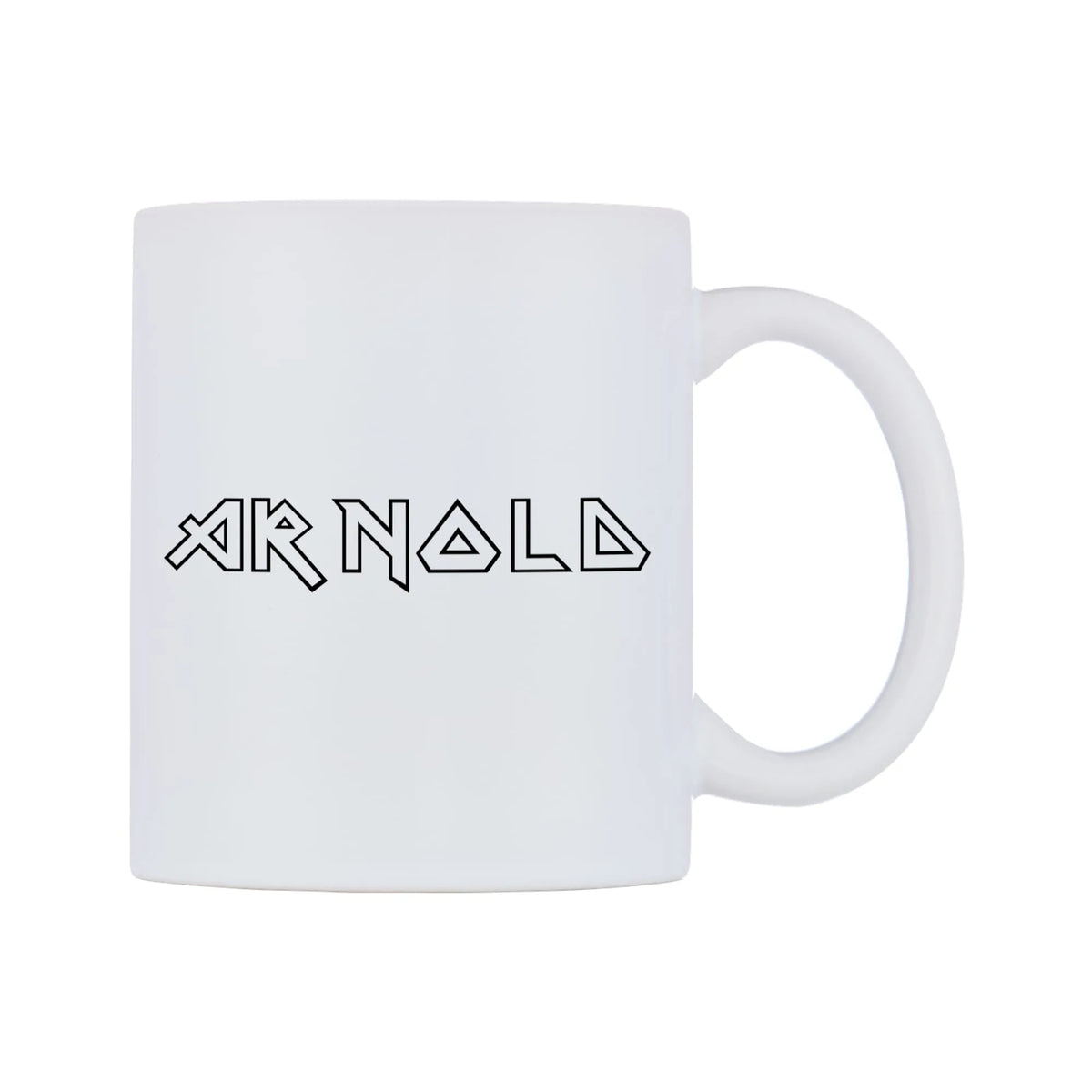 Arnold - Iron Maiden Themed Mug — white 11oz gloss mug, left side, on a white background