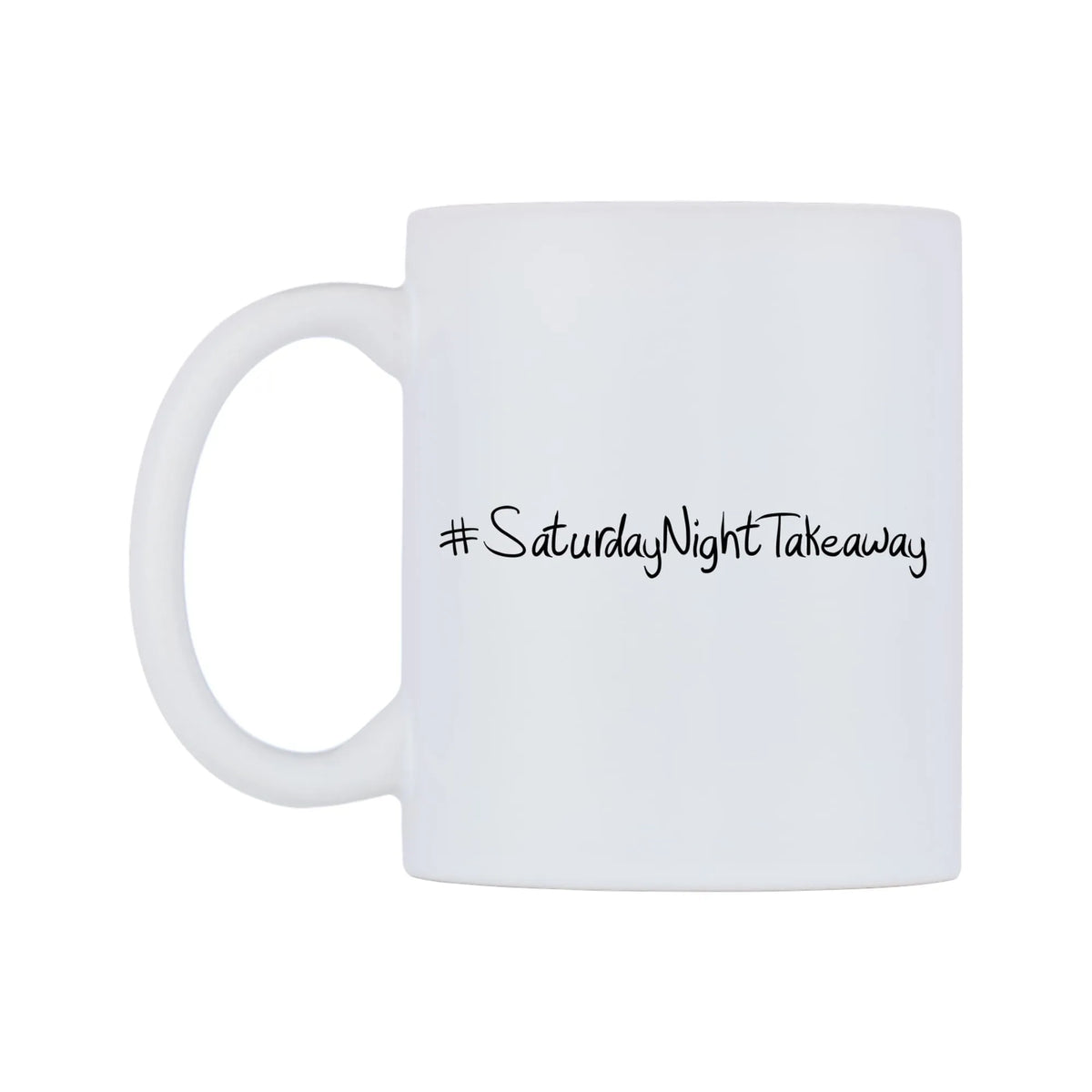 SaturdayNightTakeaway Mug — mug, right side, on a white background
