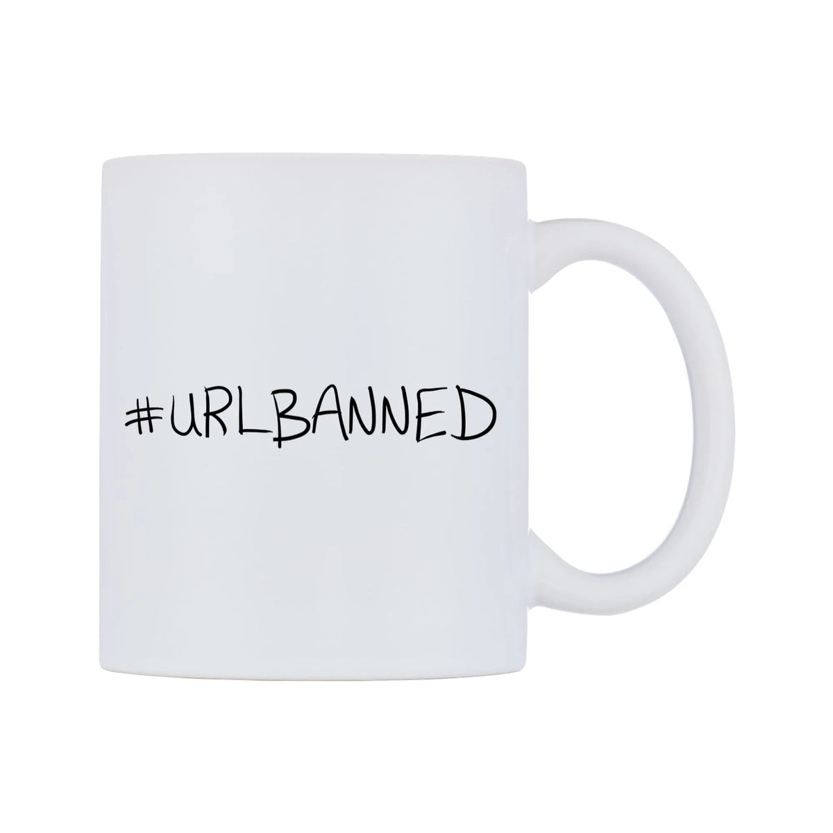 URLBANNED Mug — mug, left side, on a white background