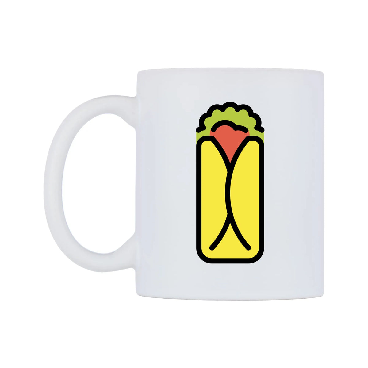 Burrito Emoji Mug — mug, right side, on a white background