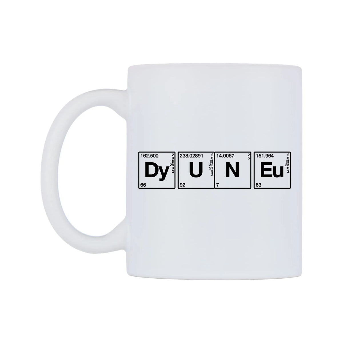 June - Chemistry Themed Mug — mug, right side, on a white background