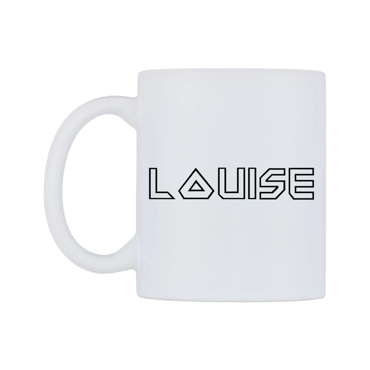 Louise - Iron Maiden Themed Mug — white 11oz gloss mug, right side, on a white background