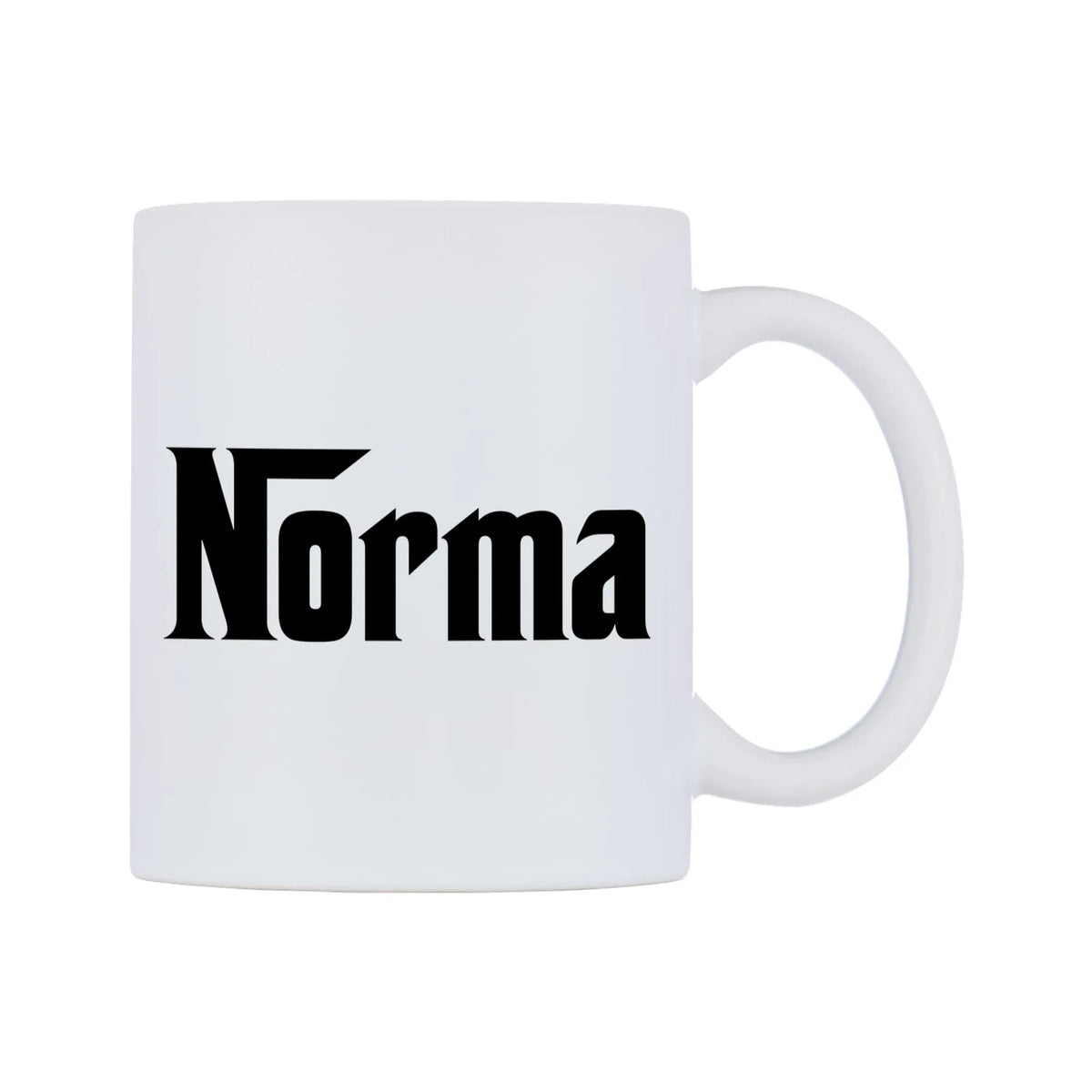 Norma - Godfather Themed Mug — white 11oz gloss mug, left side, on a white background