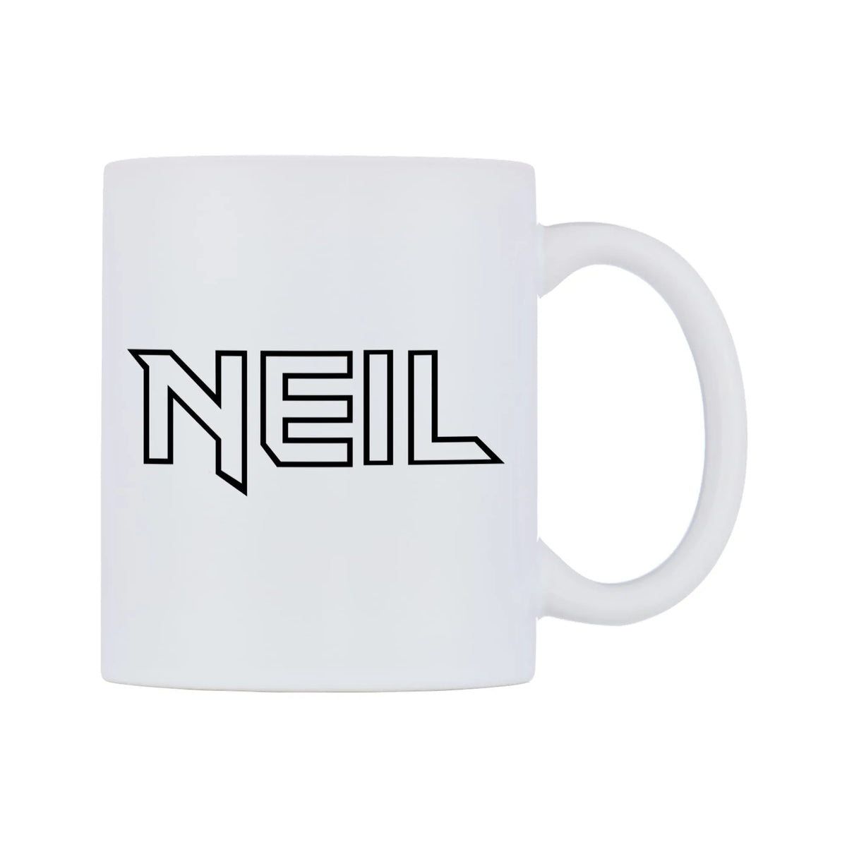 Neil - Iron Maiden Themed Mug — white 11oz gloss mug, left side, on a white background