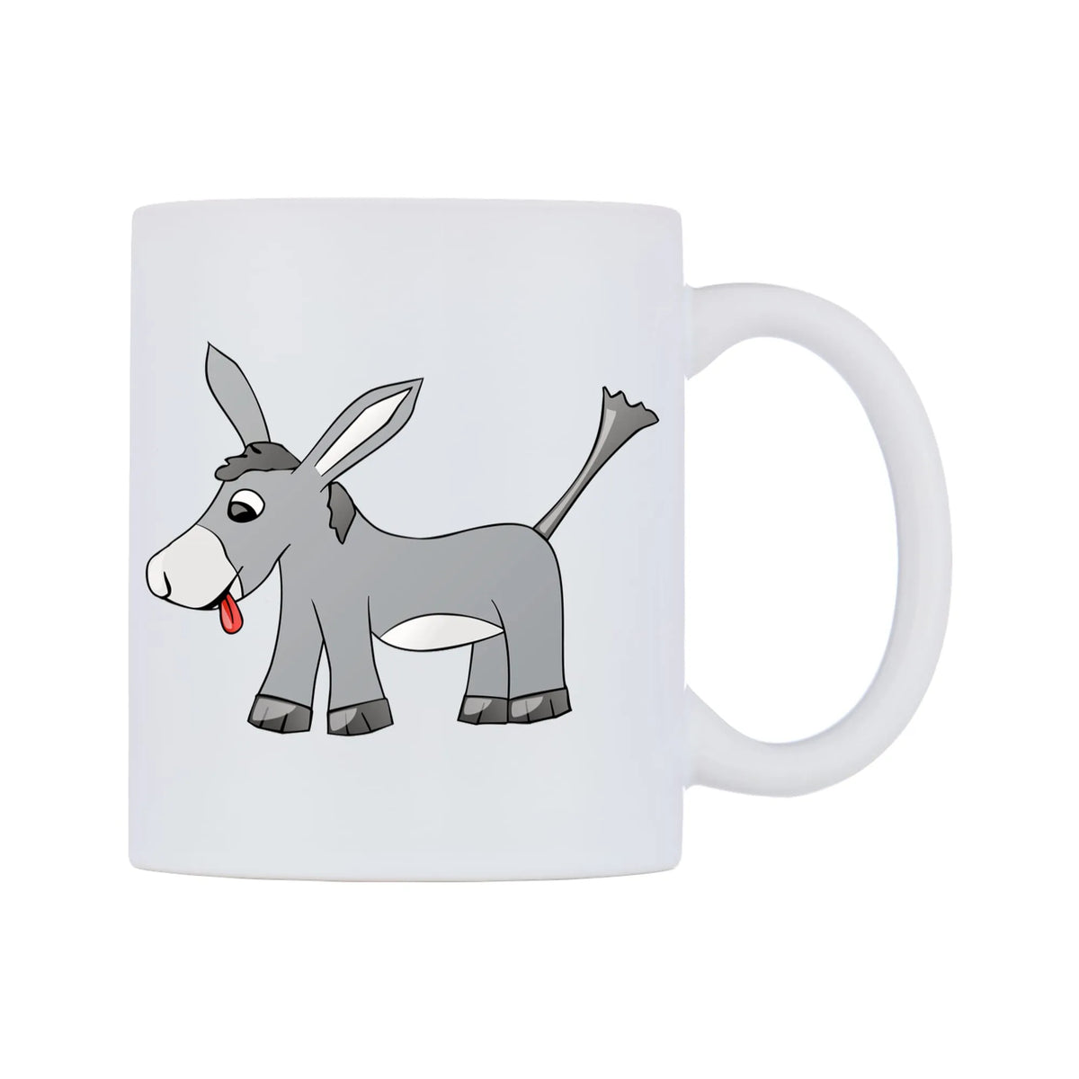 Cute Donkey Mug — white 11oz gloss mug, left side, on a white background