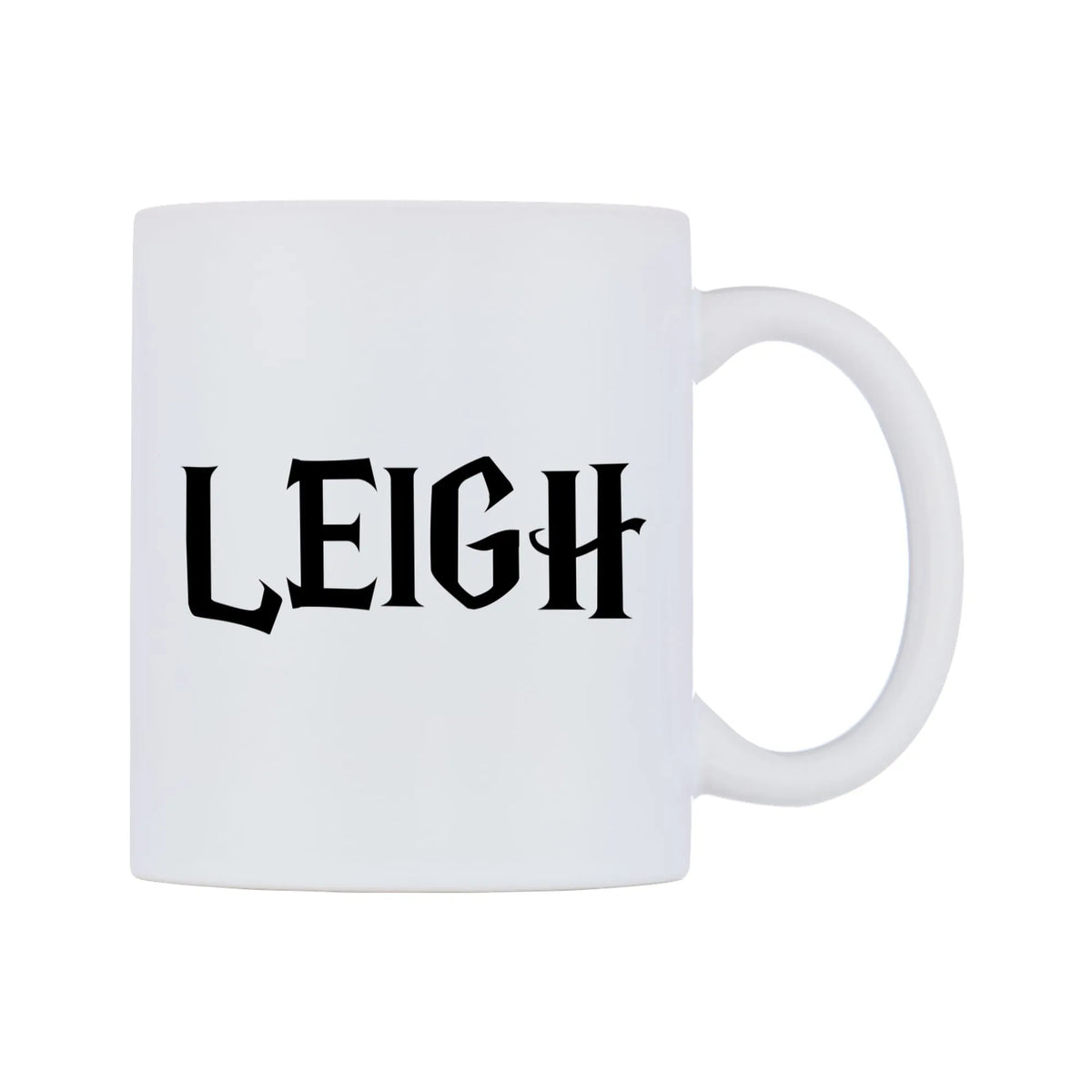 Leigh - Wizard Themed Mug — mug, left side, on a white background