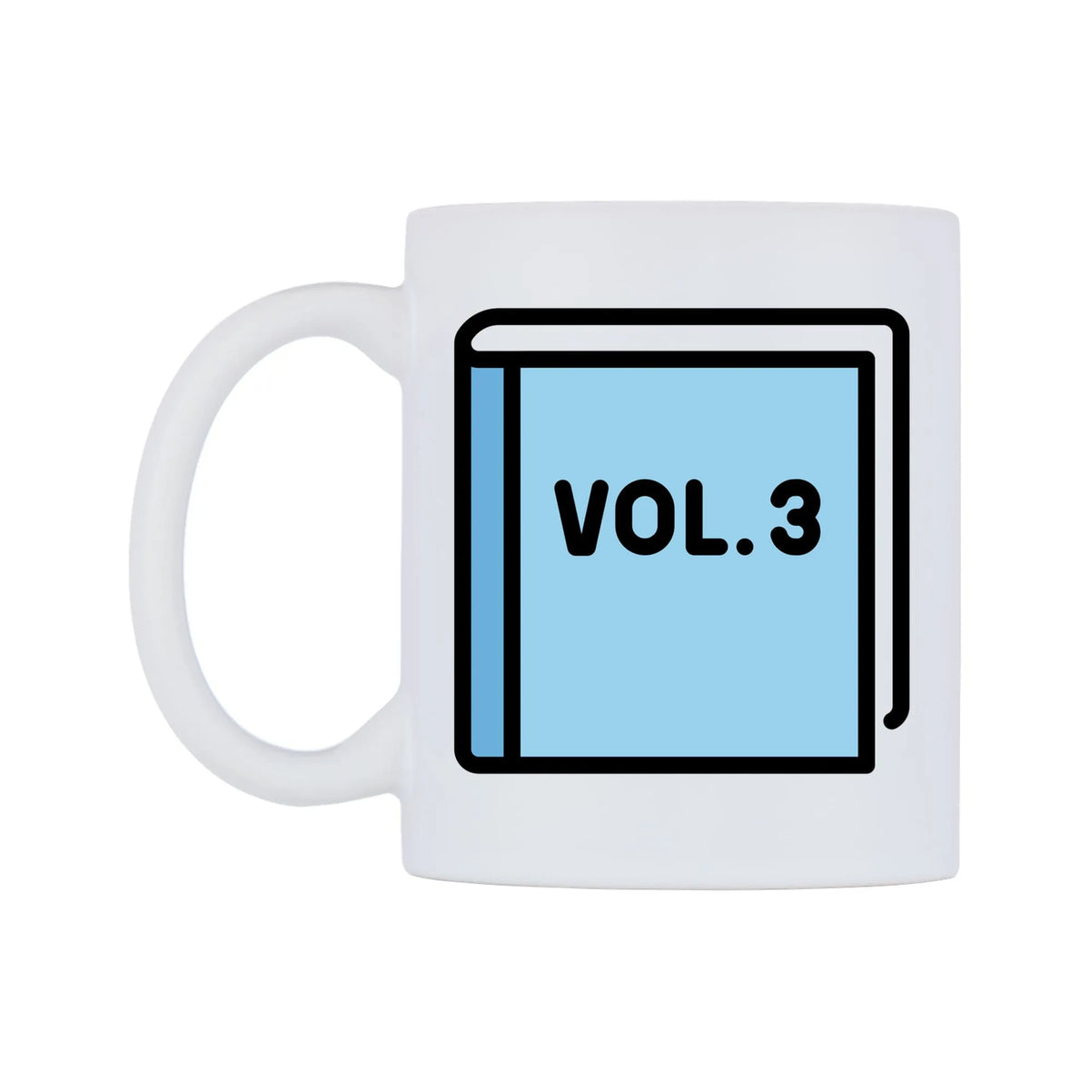 Blue Book Emoji Mug — mug, right side, on a white background