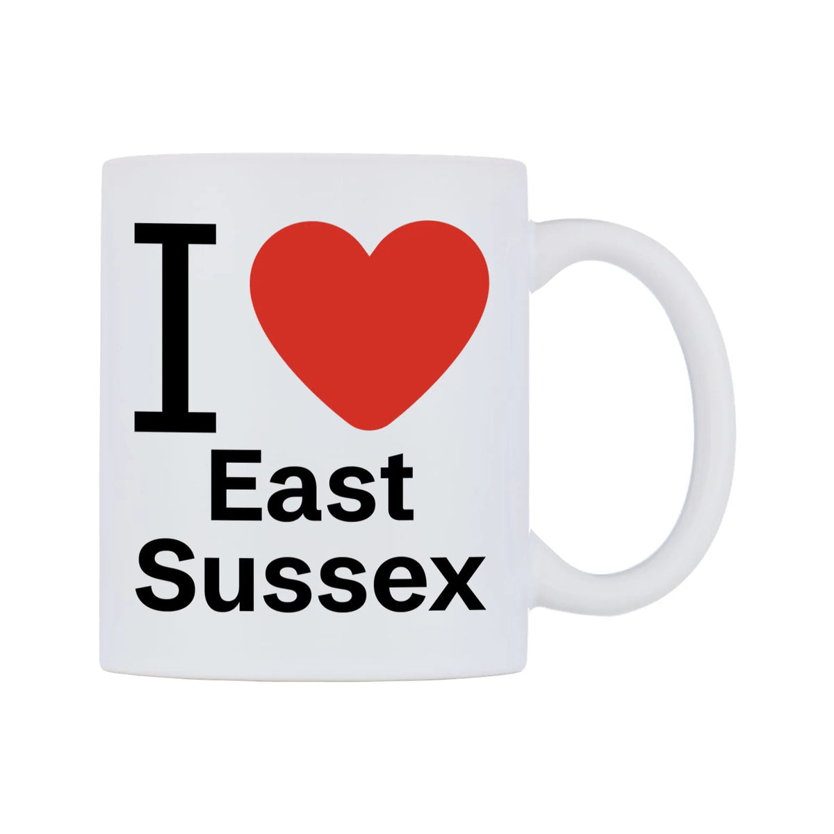 I Love East Sussex Mug — mug, left side, on a white background
