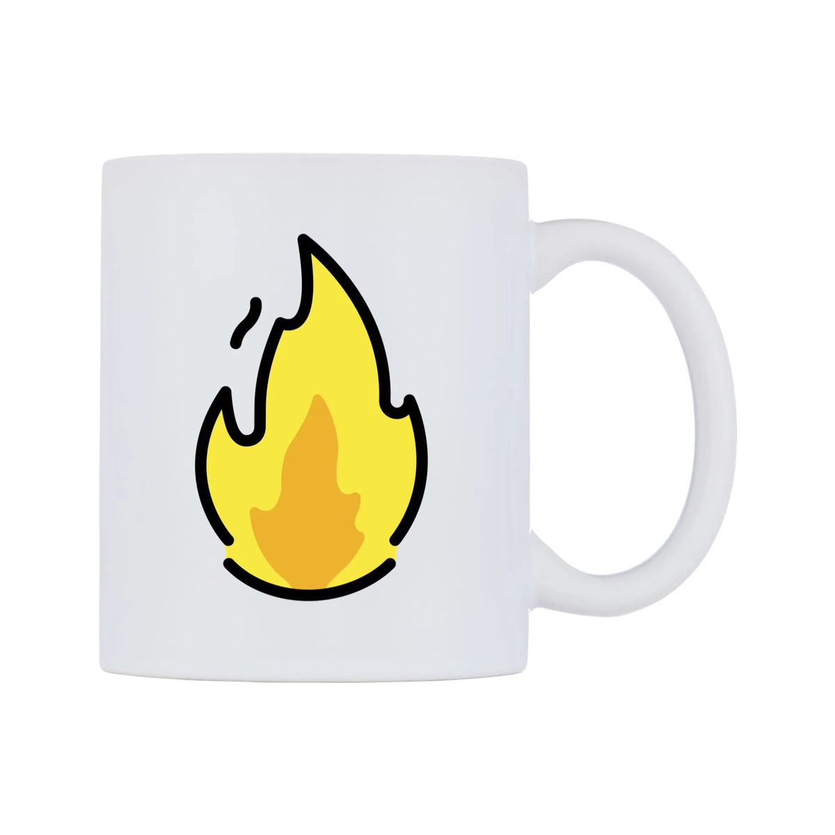 Fire Emoji Mug — mug, left side, on a white background