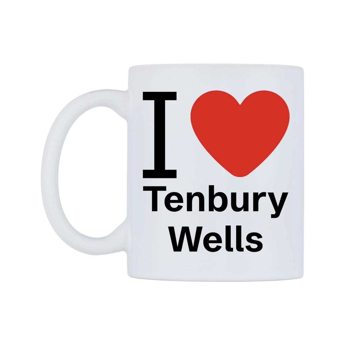 I Love Tenbury Wells Mug — white 11oz gloss mug, right side, on a white background