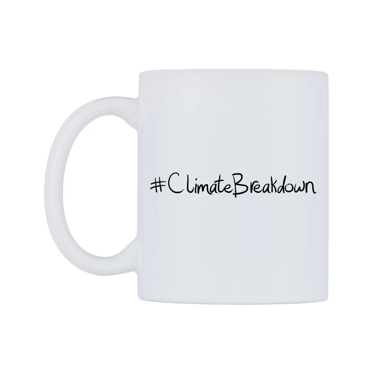ClimateBreakdown Mug — mug, right side, on a white background
