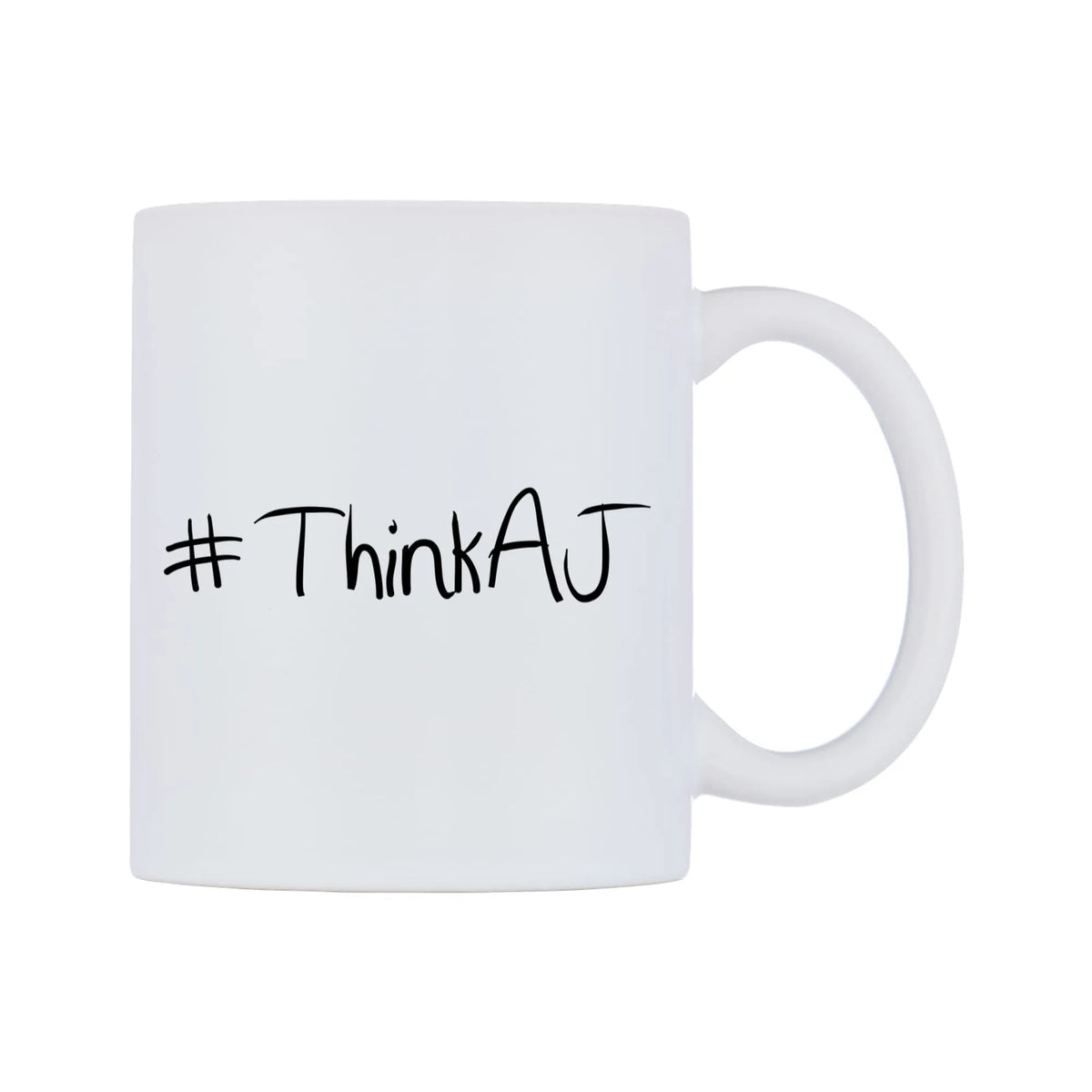 ThinkAJ Mug — mug, left side, on a white background
