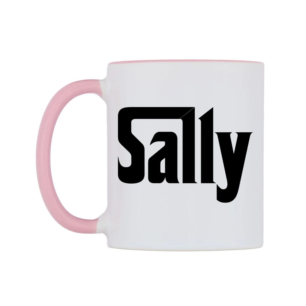 Sally - Godfather Themed Mug — white 11oz gloss mug with a pink inside and handle, right side, on a white background
