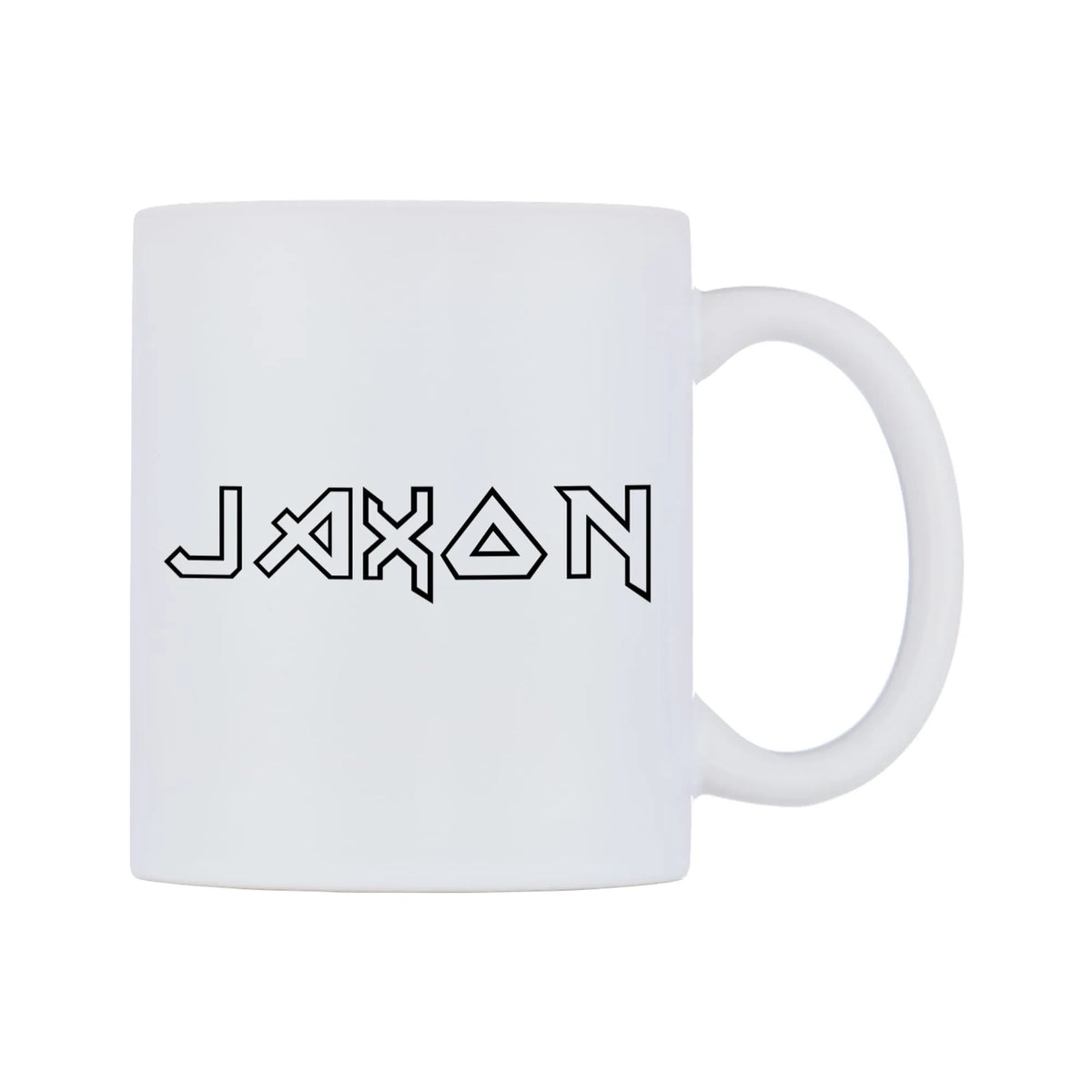 Jaxon - Iron Maiden Themed Mug — white 11oz gloss mug, left side, on a white background