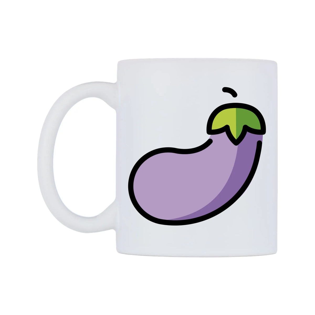 Eggplant Emoji Mug — mug, right side, on a white background