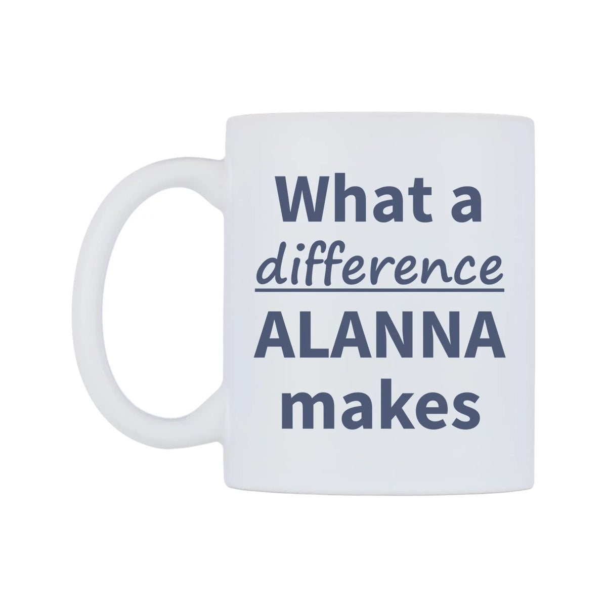 What a difference ALANNA makes Mug — mug, right side, on a white background